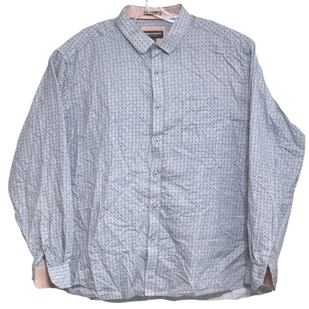 Johnston & Murphy Button Down Shirt Mens Blue Orange Geometric Preppy Career 3XL